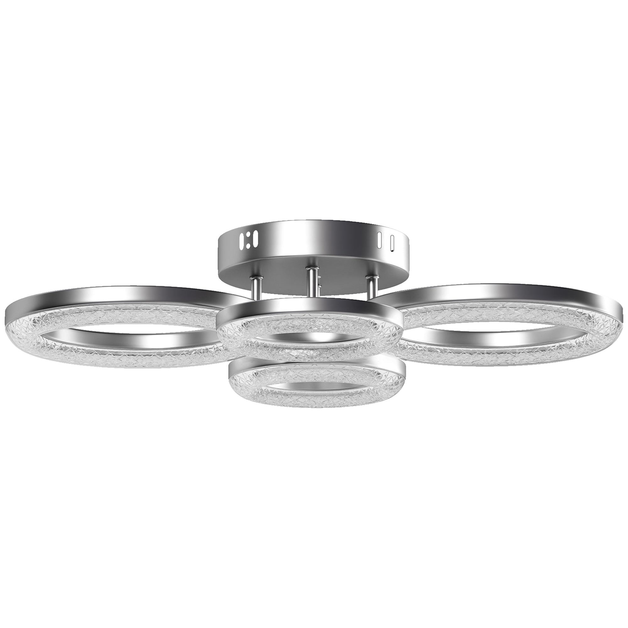 LED Ceiling Light, Modern 4 Rings Ceiling Lamp With Wall Switch Control, 40W 4350lm Flush Mount Ceiling Light With 3500K/4500K/6000K Colour Temperatures For Living Room, Bedroom, Silver Tone - Noventis Home