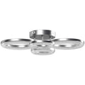 LED Ceiling Light, Modern 4 Rings Ceiling Lamp With Wall Switch Control, 40W 4350lm Flush Mount Ceiling Light With 3500K/4500K/6000K Colour Temperatures For Living Room, Bedroom, Silver Tone - Noventis Home