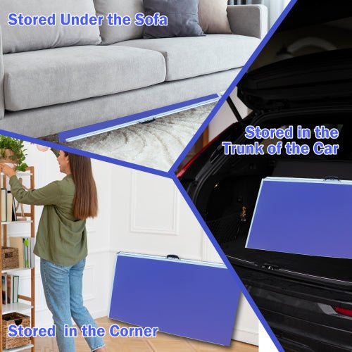 9ft Mid - Size Table Tennis Table Foldable & Portable Ping Pong Table Set For Indoor Games With Net, 2 Table Tennis Paddles And 3 Balls - Noventis Home