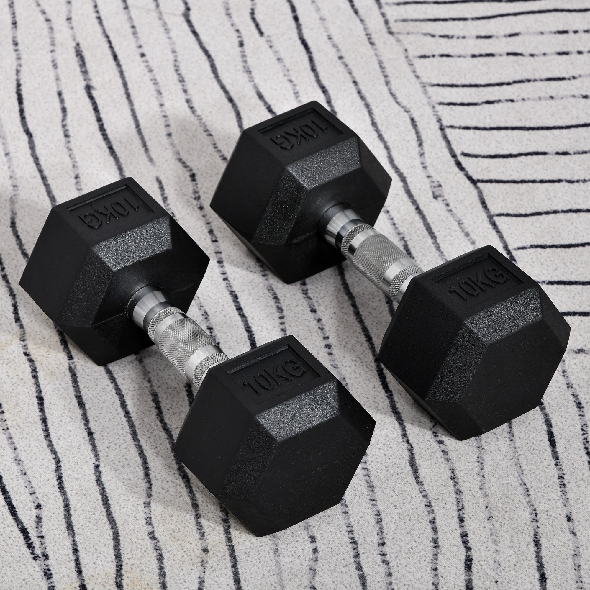 2x10kg Hex Dumbbells Set Rubber Dumbbells Weight Lifting Equipment Fitness Home Gym - Noventis Home