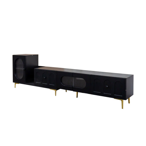 Uitschuifbaar Houten TV-meubel - Rechthoekig Entertainment Center voor Woonkamer en Slaapkamer