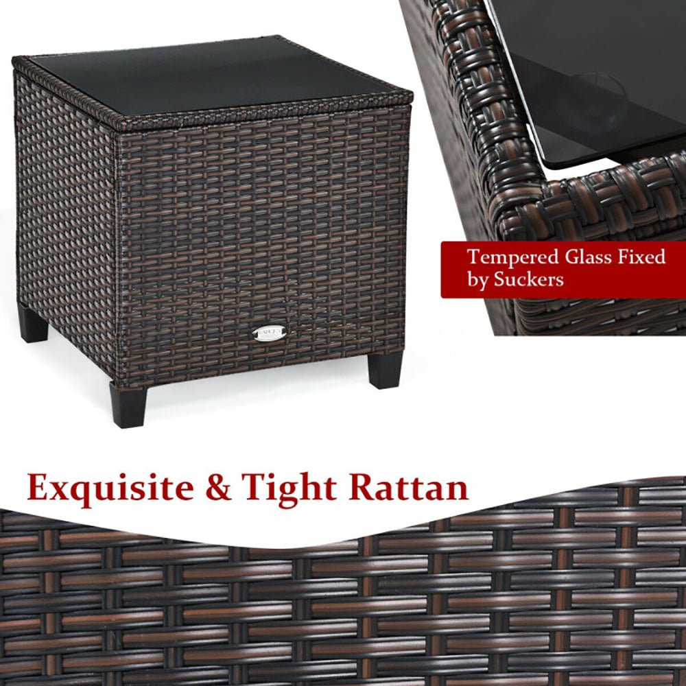3 Pieces Rattan Patio Furniture Set With Washable Cushion - Noventis Home