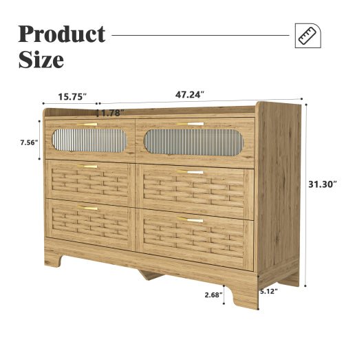 Wooden 6 - drawer Bedroom Vanity - Noventis Home