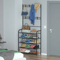 Entryway Coat Hat Rack Garment Shoe Storage Shelf Freestanding Hall Tree Clothing Hanger Stand Clothes Shoe Organizer Combo - Noventis Home