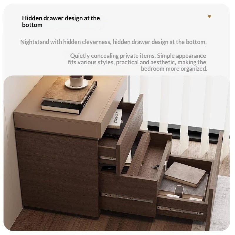 Eenvoudig Nachtkastje met Verborgen Opbergvak, Multifunctioneel, Massief Hout - Noventis Home