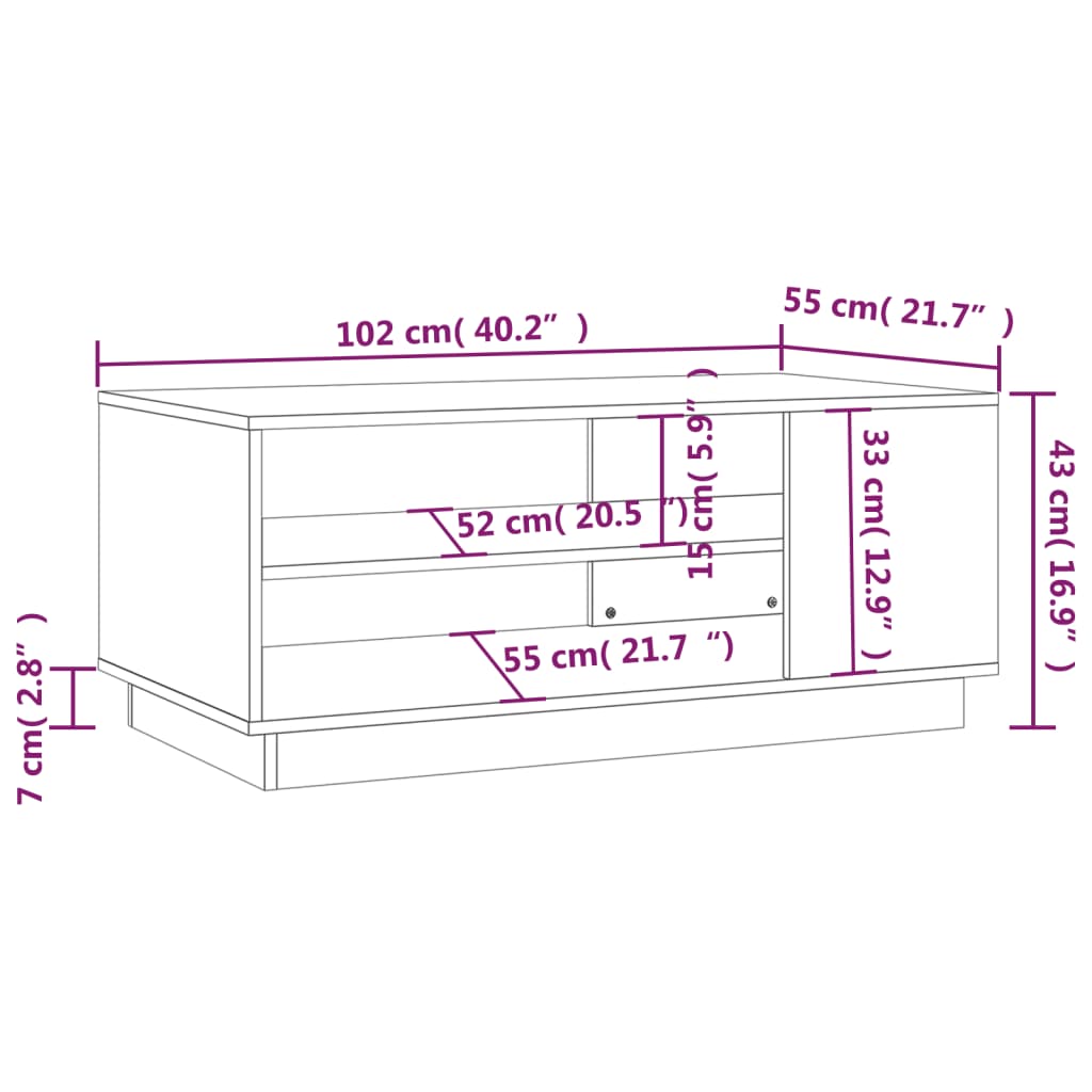 Salontafel 102cm, Houtcomposiet, Zwart