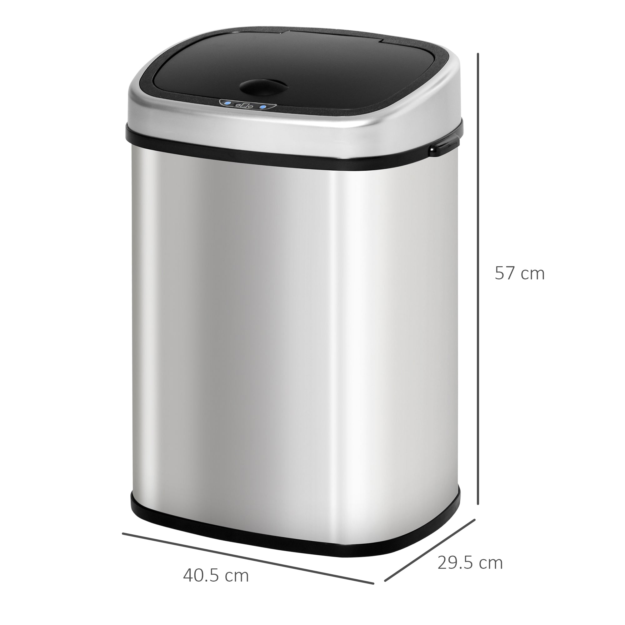 Stainless Steel Kitchen Sensor Dustbin Automatic Touchless Rubbish Garbage Waste Bin 48L Silver - Noventis Home