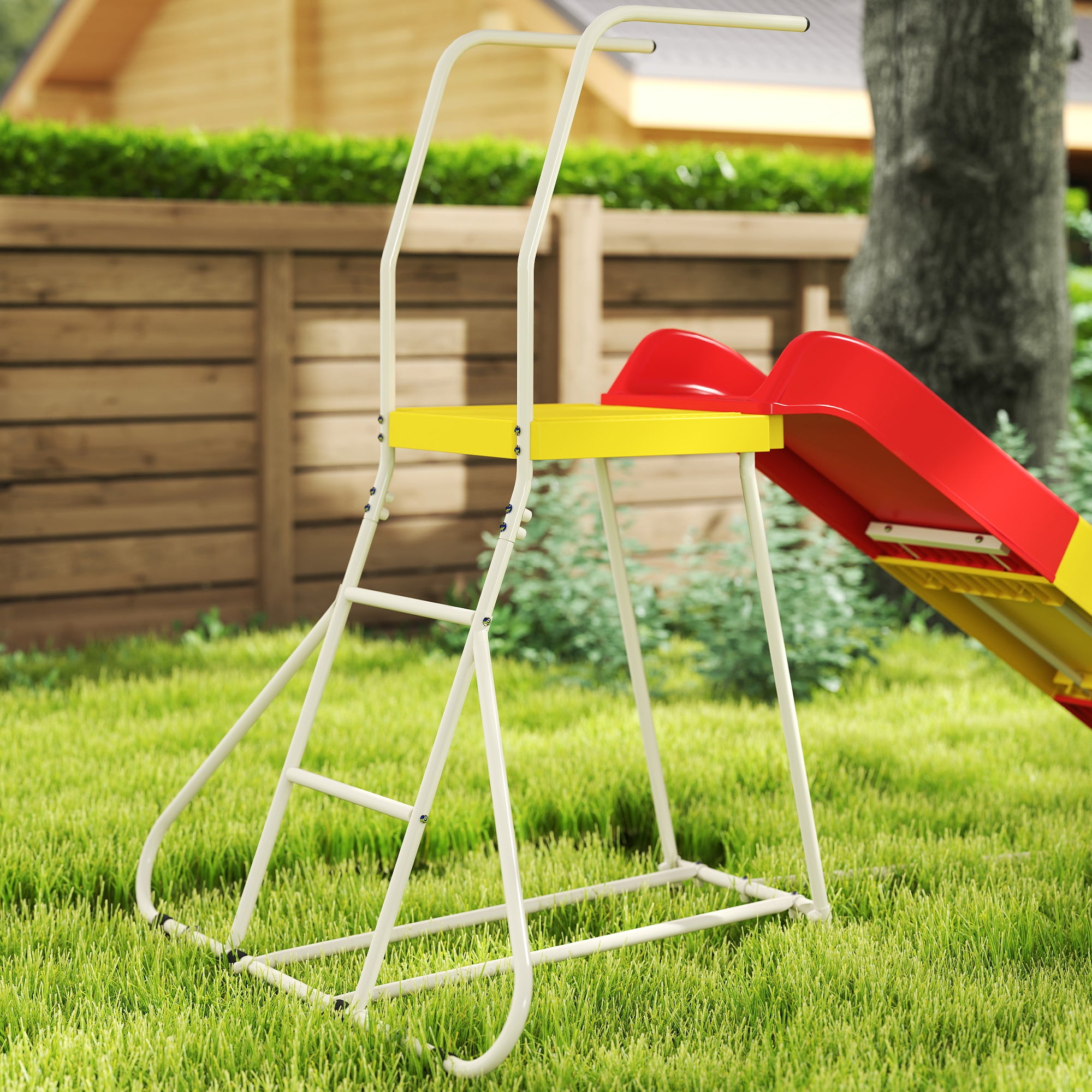 6ft Slide for Kids, Metal Freestanding Playground Equipment with Climbing Ladder, for Backyard, Outdoor, Indoor, Red - Noventis Home