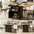 Uitschuifbare Eettafel 110 - 140x80cm, Inklapbare Keukentafel voor 4 - 6 Personen, met 2 Lades en Opbergkast, Zwart - Noventis Home