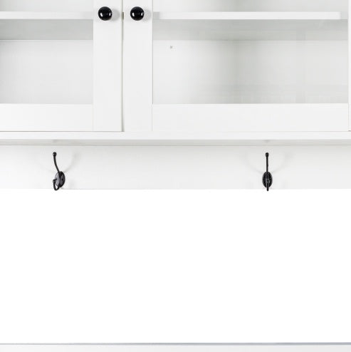 Grote Keukenkast 160 cm, Vrijstaande Voorraadkast met 4 Deuren, 4 Lades en Magnetronplank, Wit