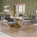 Set Of 4, Velvet Dining Chair, Armchair, Single Luxurious Living Room And Bedroom Swivel Chair, Leisure Swivel Chair With Four Metal Support Legs, Gray - Noventis Home