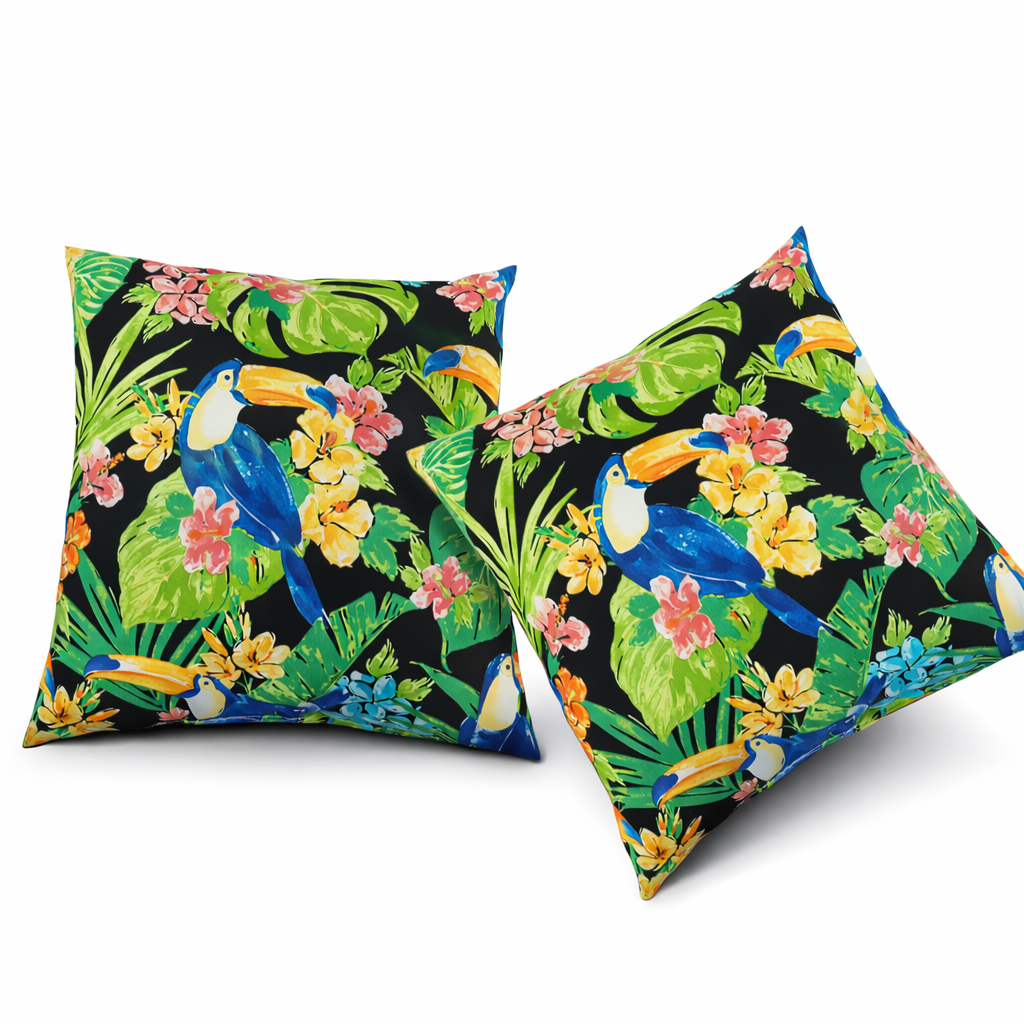 2 Pack Outdoor Throw Pillows, Waterproof & Fade - Resistant Patio Cushions For Garden, Porch, Poolside Furniture - Soft & Comfortable Decorative Pillow Covers 18x18 Inch,Rich Forest Green - Noventis Home
