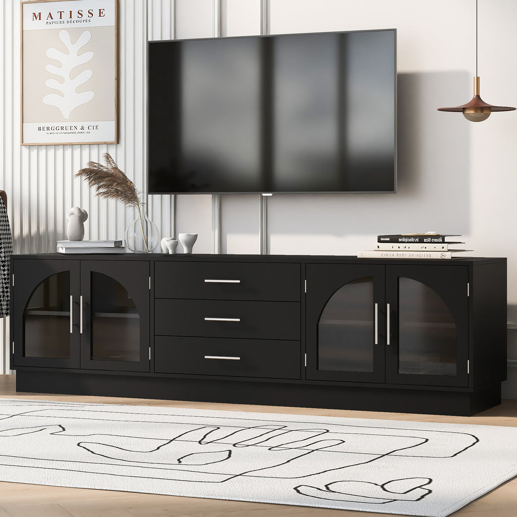 VIBE HAUS 68.9' Modern Minimalist TV Stand For TVs Up To 75 Inches, Entertainment Center Media Console Cabinet With Adjustable Shelves For Living Room - Noventis Home