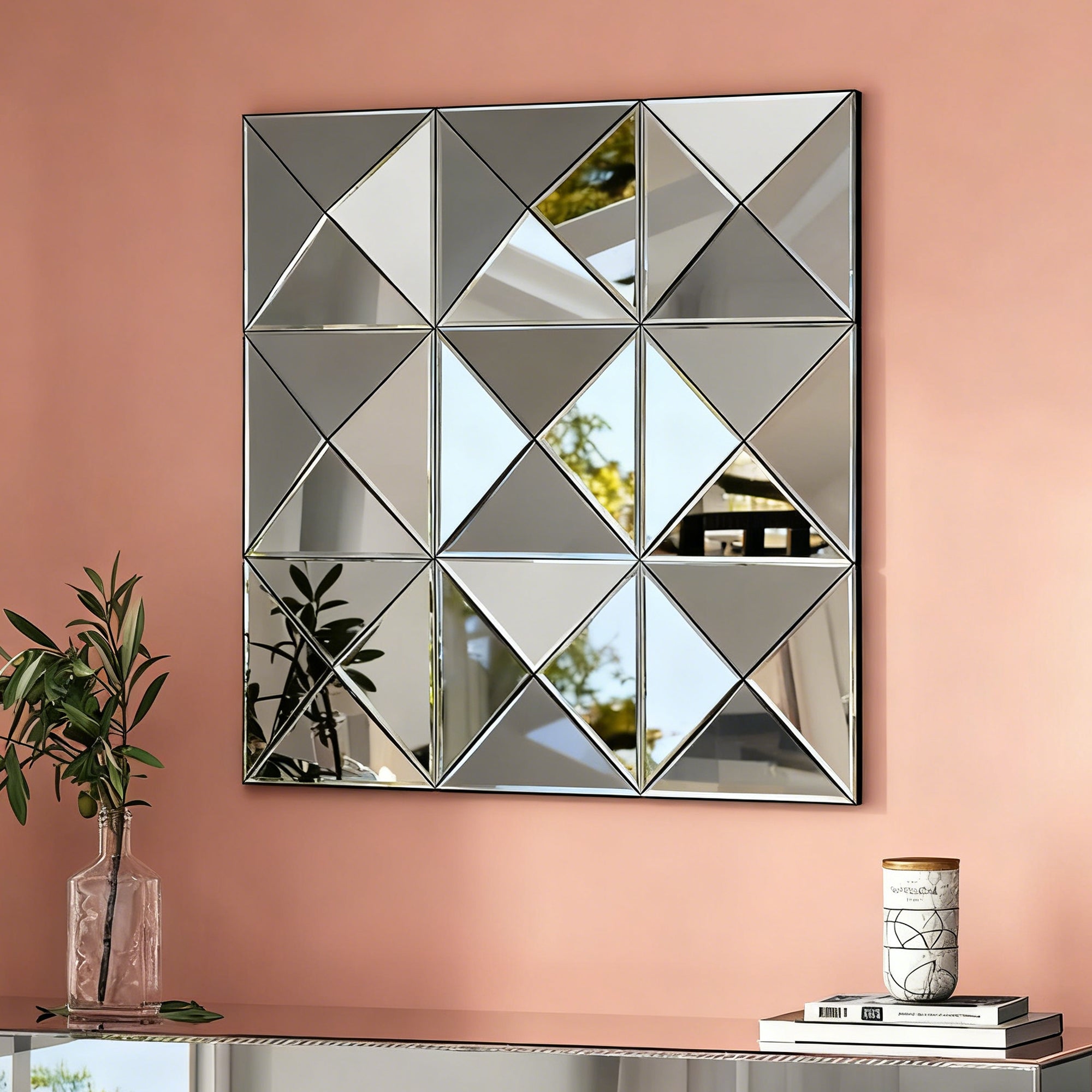 3d Mirror Wall Decor Beveled Glass Wall Mirror Interior Home Decor Large Square Wall Mirror For Various Rooms Such As Living Room Bedroom Or Dining Room - Noventis Home