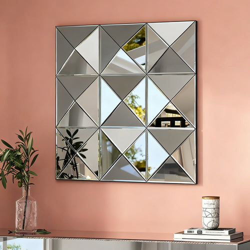 3d Mirror Wall Decor Beveled Glass Wall Mirror Interior Home Decor Large Square Wall Mirror For Various Rooms Such As Living Room Bedroom Or Dining Room - Noventis Home