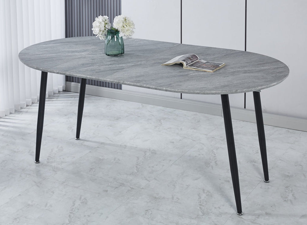 Uitschuifbare Eettafel, 100 - 140 - 180x100x75cm, Metalen Poten, Grijs MDF - Noventis Home