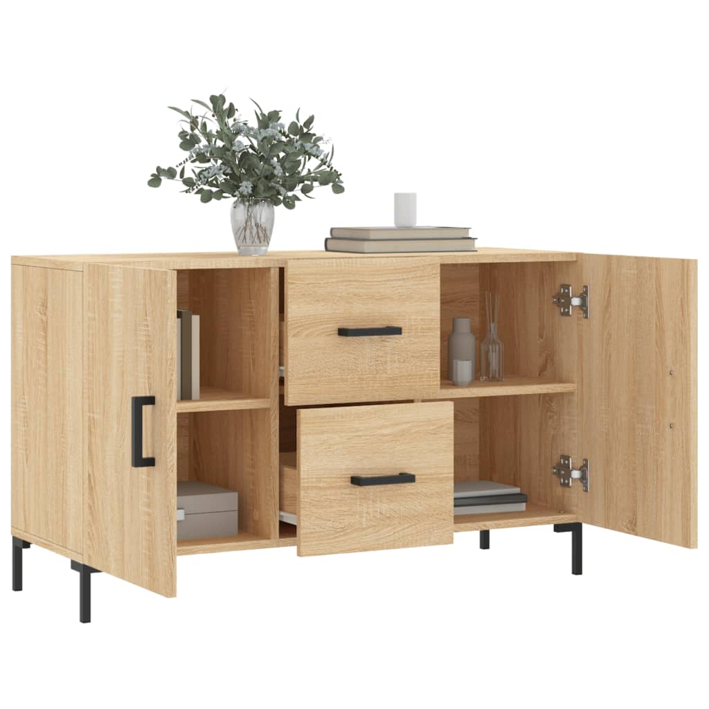Dressoir 100cm, Sonoma Eiken, Houtcomposiet met Metalen Frame - Noventis Home