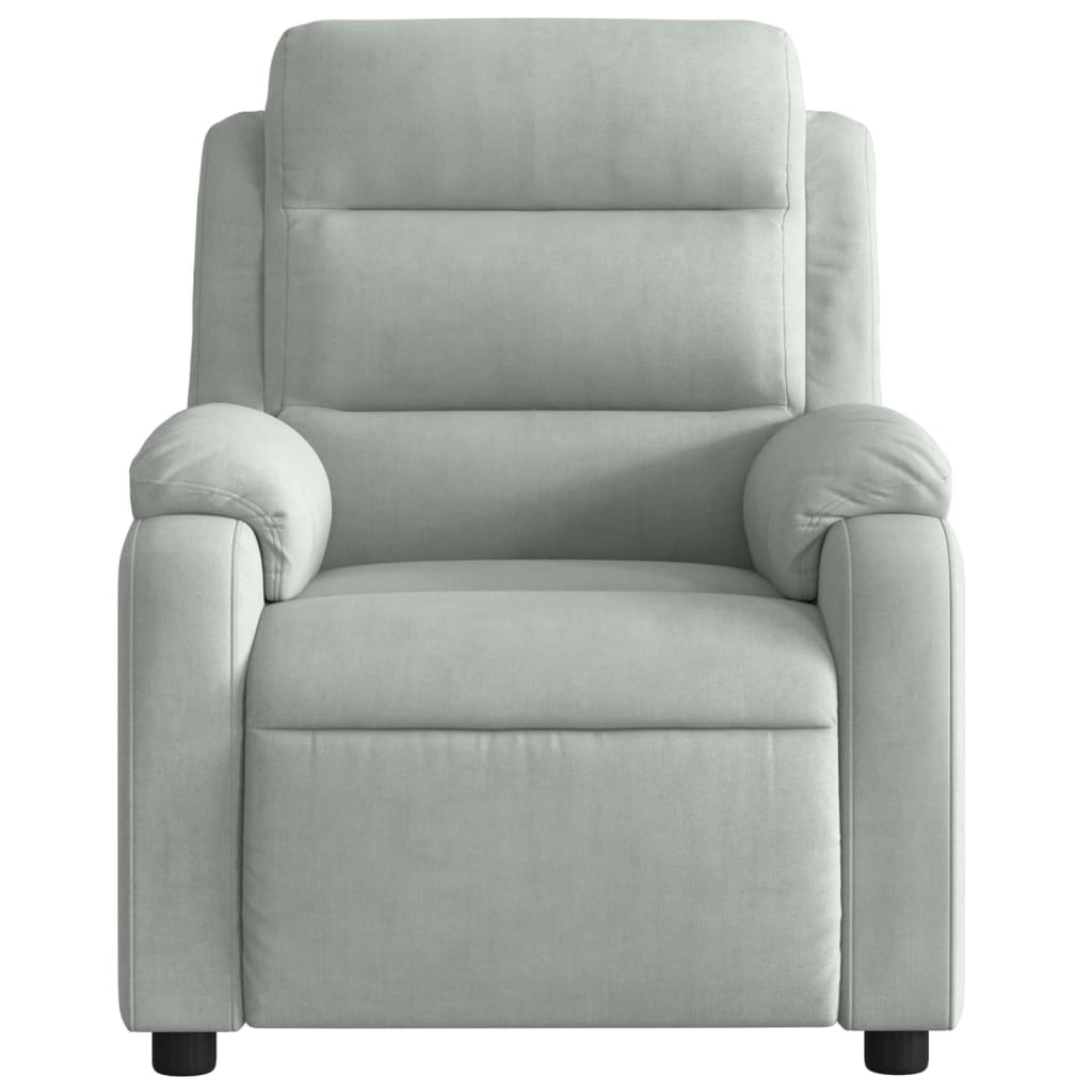 Massagestoel met Ligfunctie, Lichtgrijs Fluweel, 6 - punts Vibromassage, Max. 135° Kanteling - Noventis Home