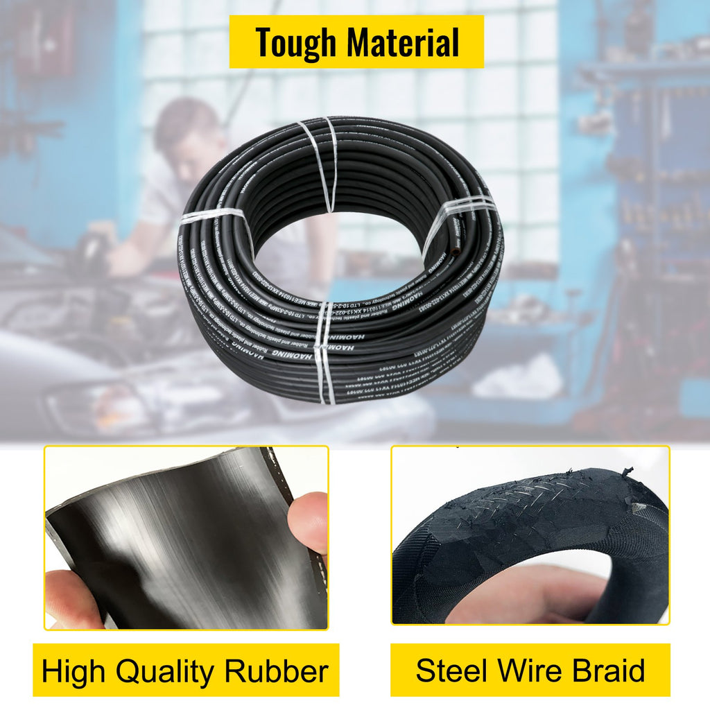 Hydraulic Hose 328 Feet Rubber Hydraulic Hoses With 2 High - Tensile Steel Wire Braid, Inner Diameter 3/8 Inch, 5000 PSI Max, Bulk Hydraulic Hose - 40 °F To 250 °F, Hydraulic Oil Flexible Hose - Noventis Home