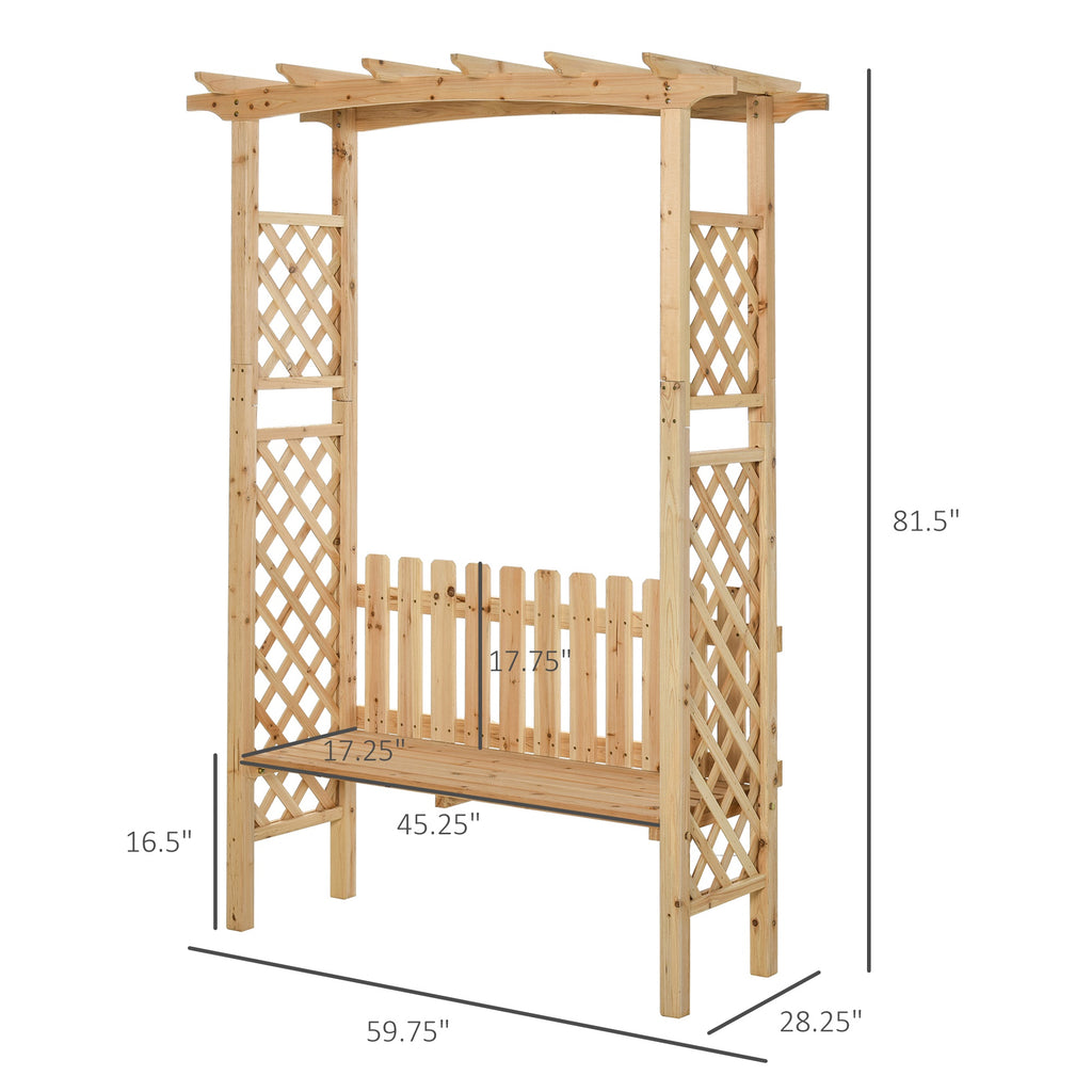 Tuinbank met Boogpergola, Natuurlijk Dennenhout met Beschermend Vernis, 2 - persoons, Ergonomisch Design - Noventis Home