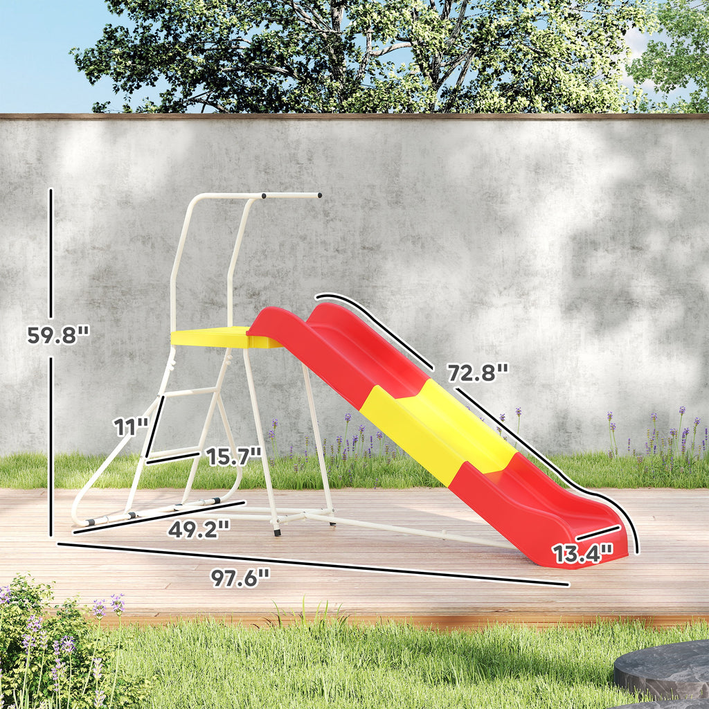6ft Slide for Kids, Metal Freestanding Playground Equipment with Climbing Ladder, for Backyard, Outdoor, Indoor, Red - Noventis Home