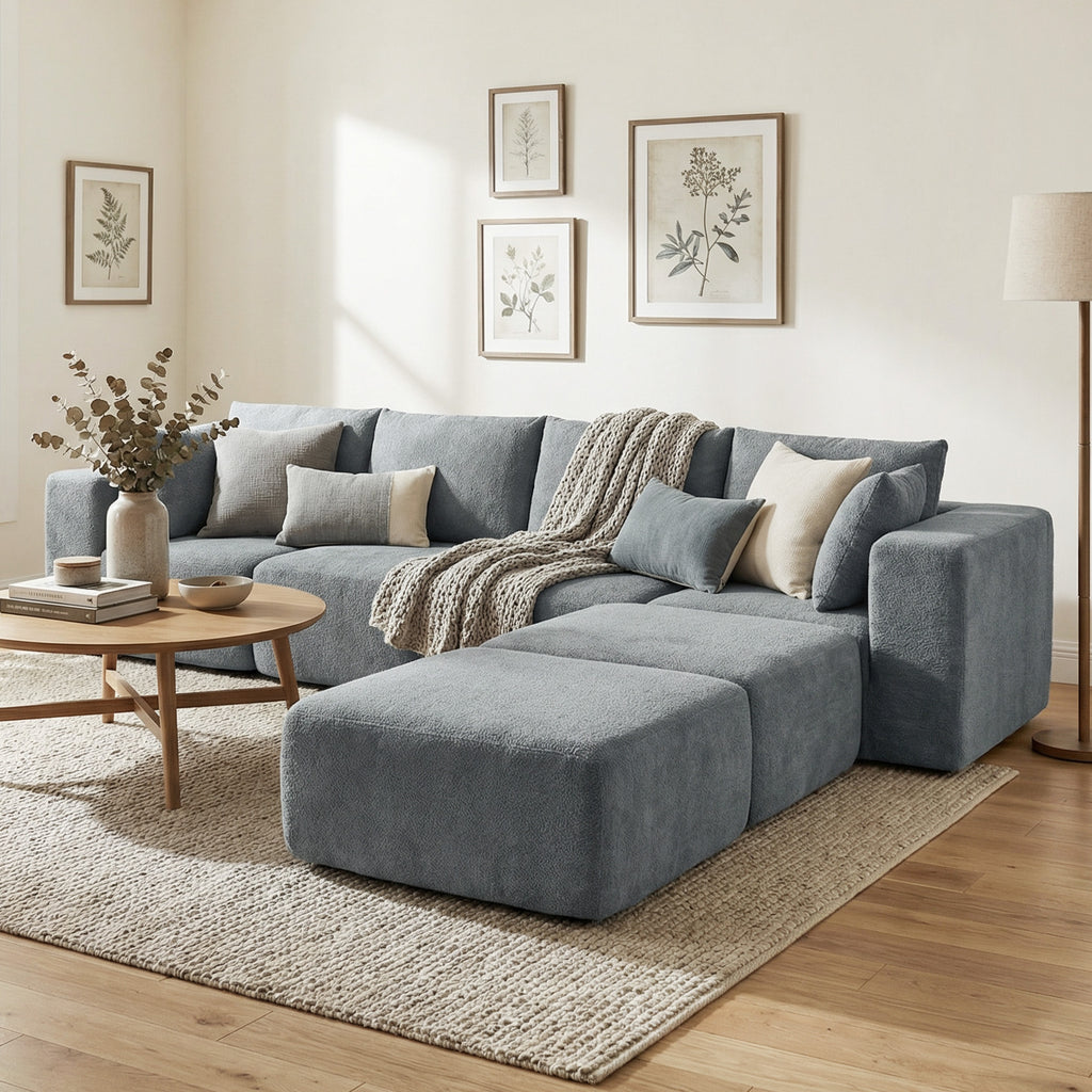 Modular Sectional Sofa, Boneless U - Shape Sectional Couch with 2 Ottomans, Dark Gray - Noventis Home