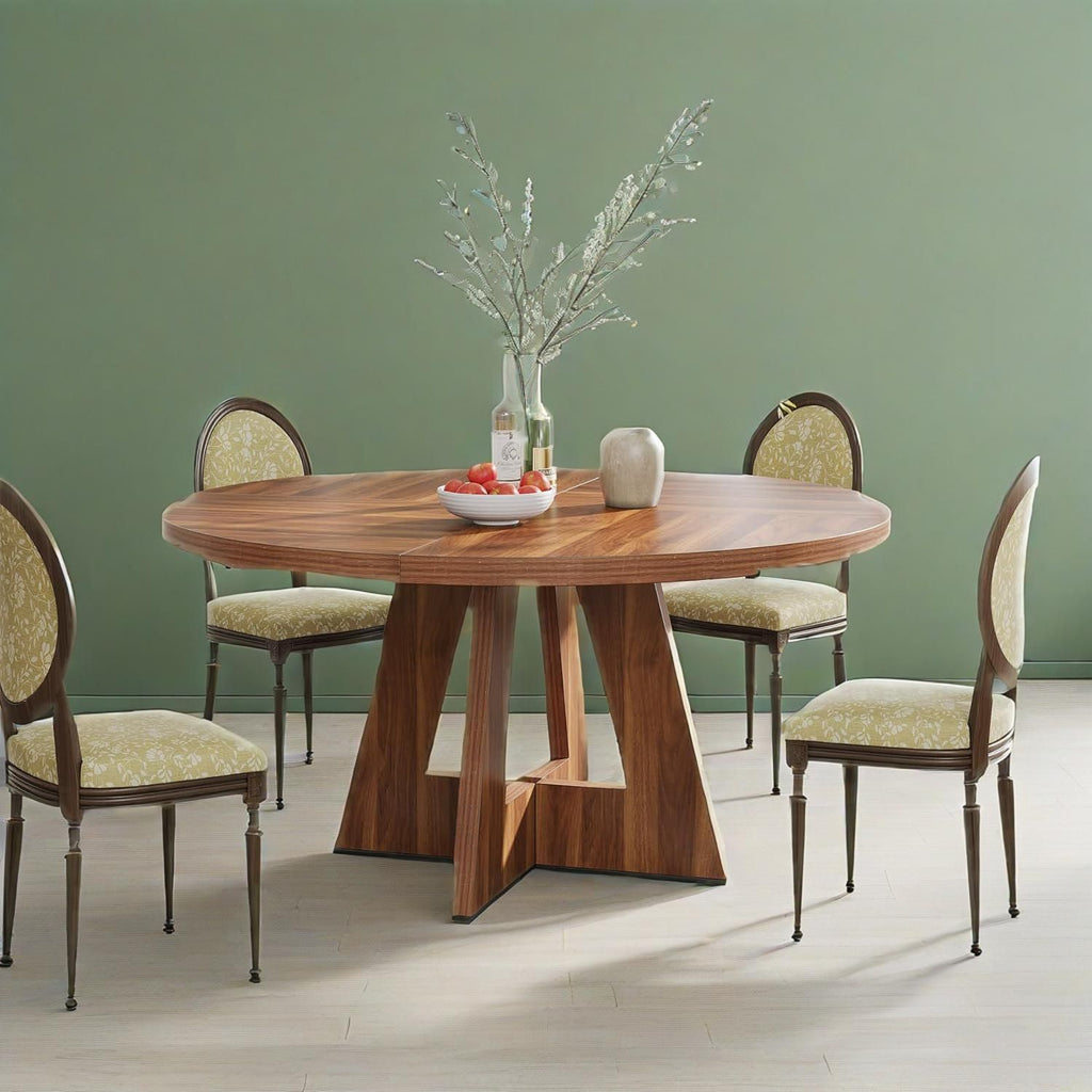 Ronde Houten Eettafel, Keukentafel voor 4 - 6 Personen, Walnoot - Noventis Home