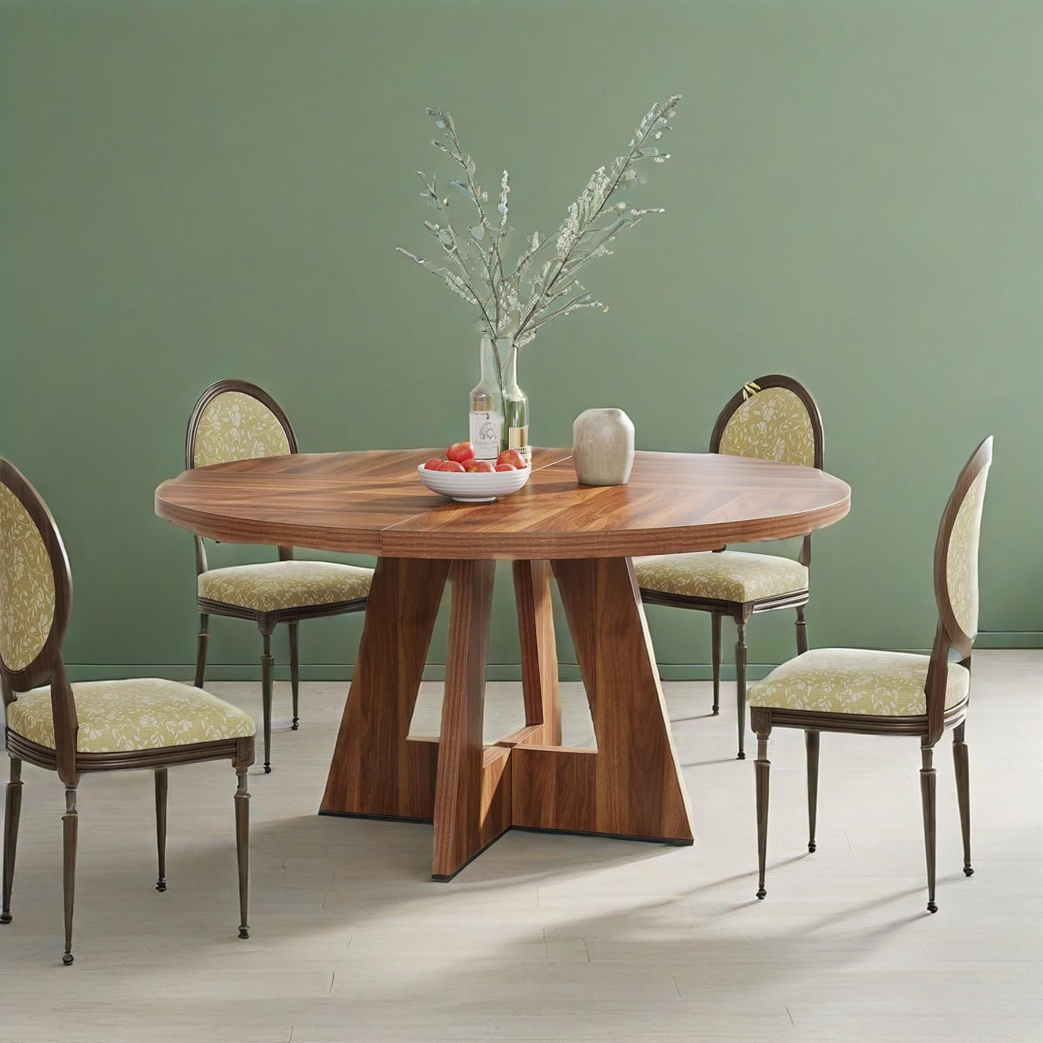 Ronde Houten Eettafel, Keukentafel voor 4-6 Personen, Walnoot