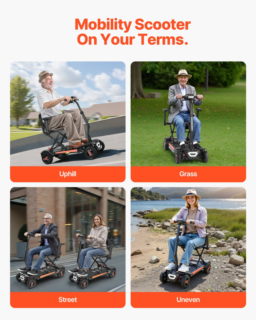 4 - Wheel Electric Mobility Scooter For Adults & Seniors, Integrated Foldable Mobility Scooter With 9.3 Miles Long Range, All Terrain Travel Wheelchair With 9° Climbing Capacity & 265LBS Loading - Noventis Home