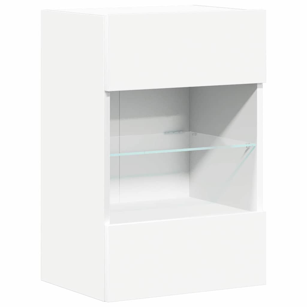 Wandkasten met RGB LED - verlichting voor TV, Set van 2, Artisan Eiken/Wit - Noventis Home