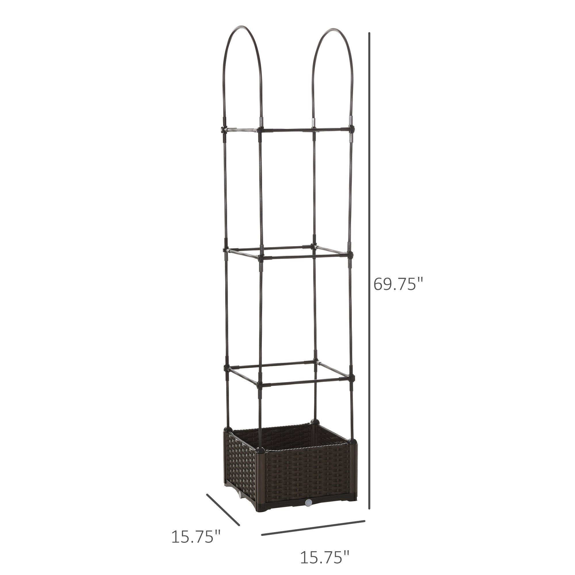 Verhoogd Plantenbak met Klimrek, Zelfbewaterend, 177cm, voor Tomaten en Klimplanten - Noventis Home