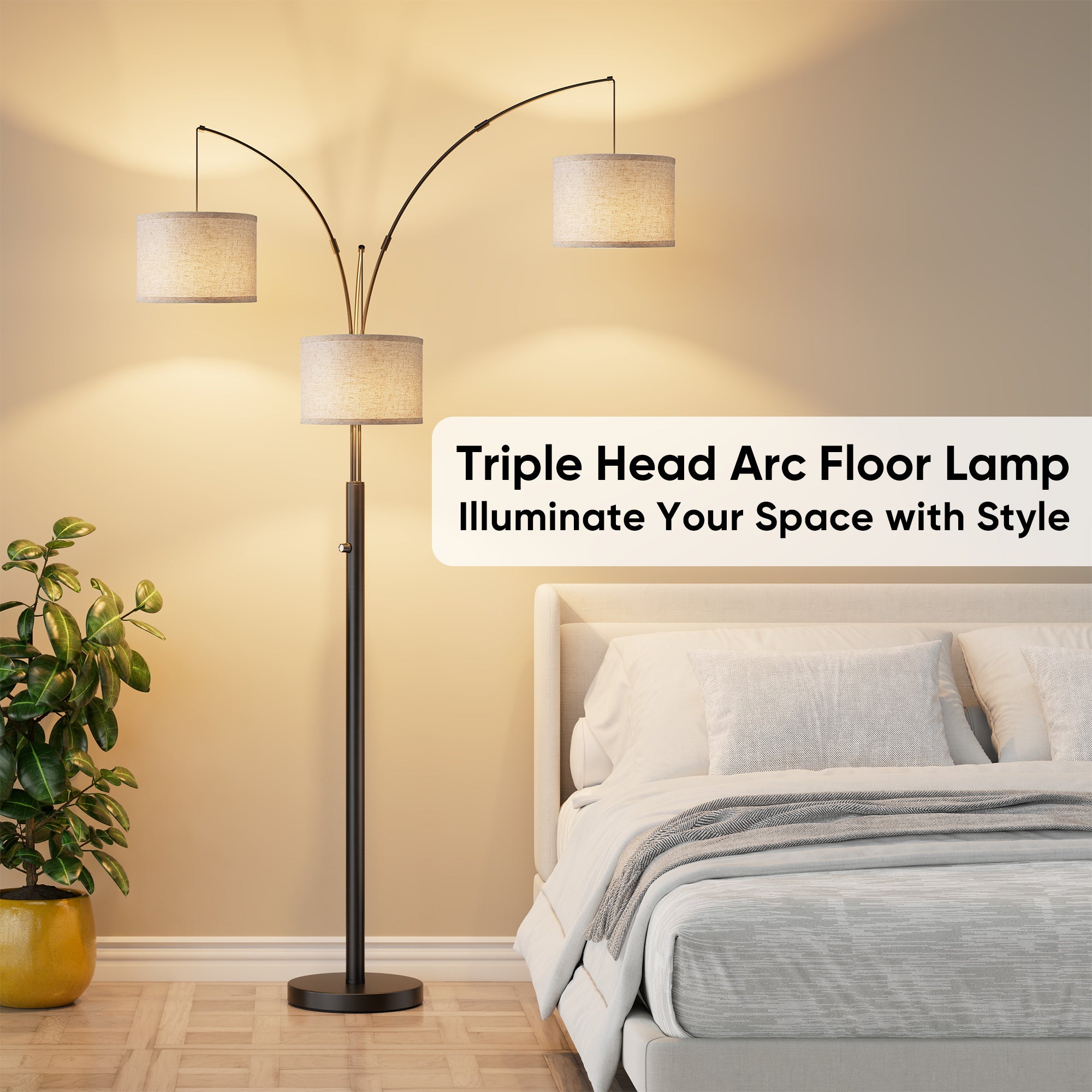 Three - Color Temperature & Dimmable Three - Head Floor Lamp Create A Cozy Home Lighting Ambiance - Noventis Home