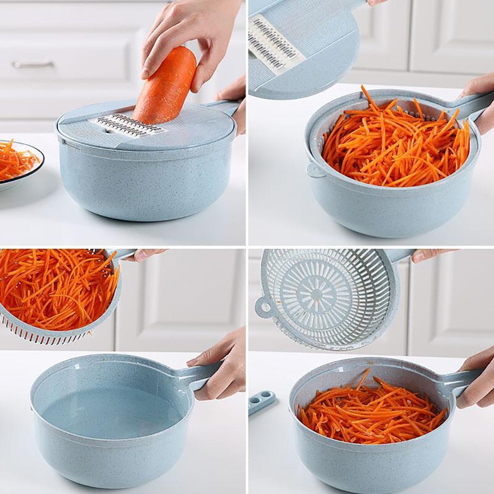 8 In 1 Mandoline Slicer Vegetable Slicer Potato Peeler Carrot Onion Grater With Strainer Vegetable Cutter Kitchen Accessories - Noventis Home