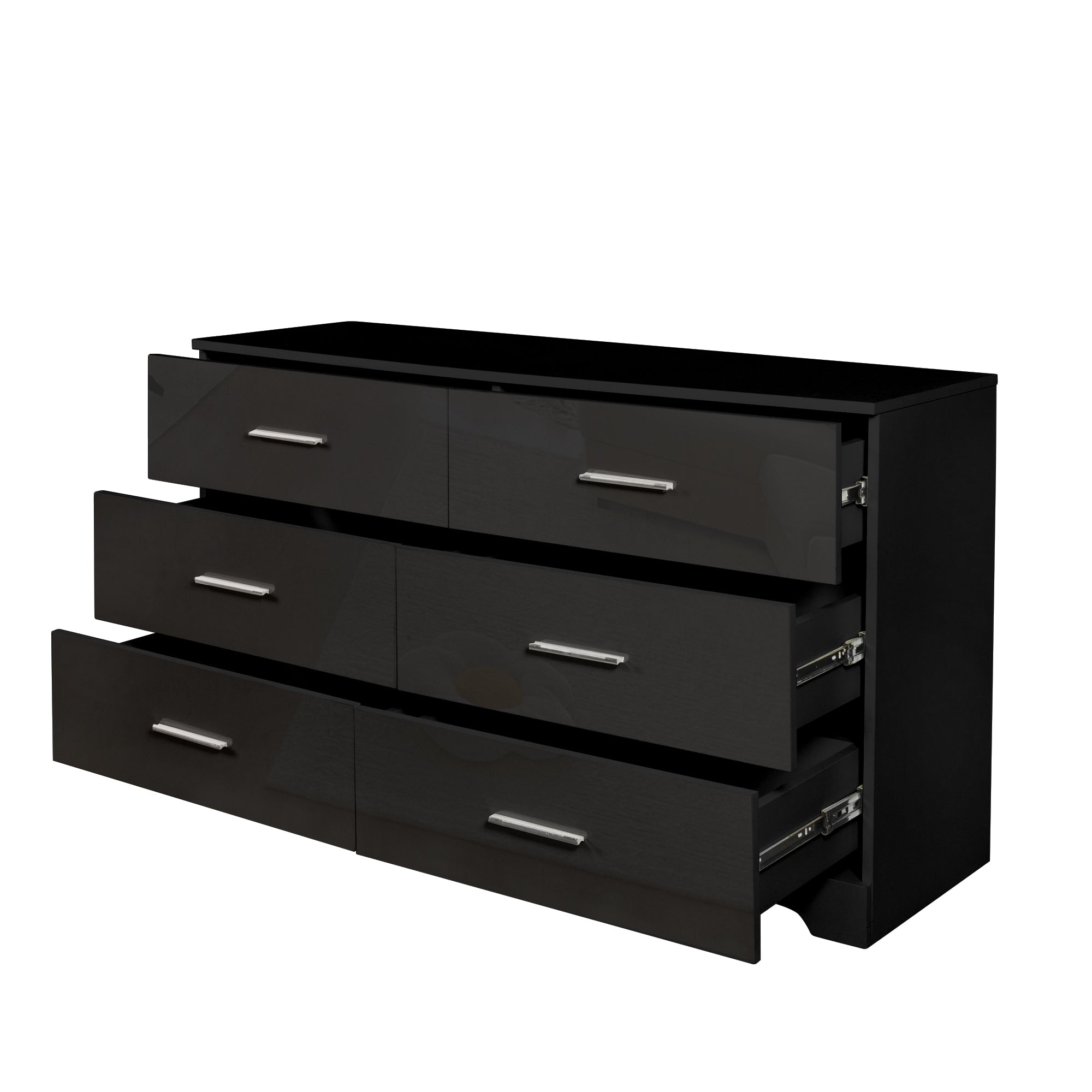 Black Particle Board With Triamcinol, Six Drawer Cabinet - Noventis Home