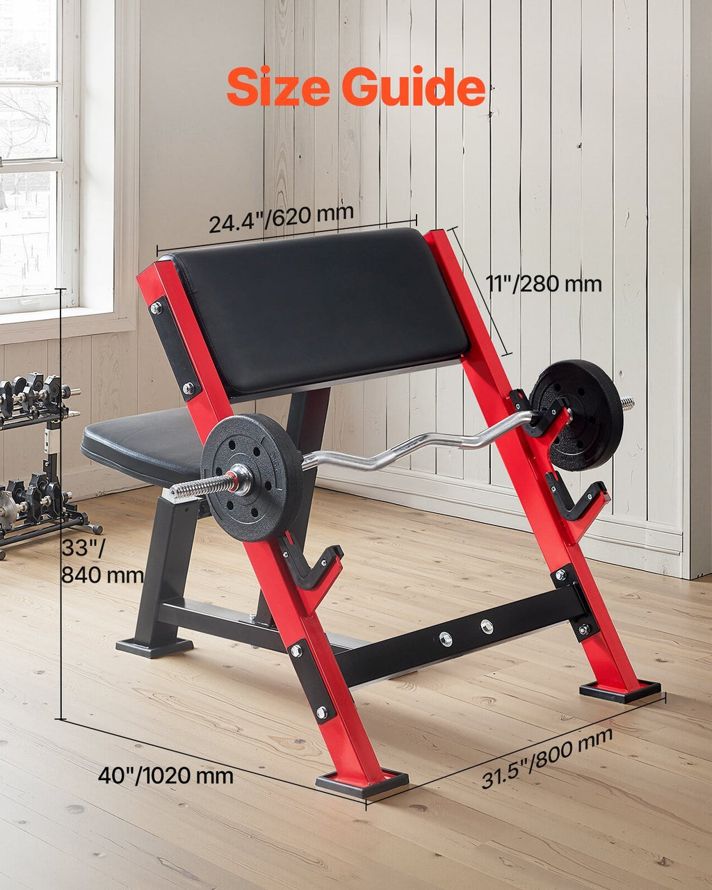 Preacher Curl Bench, Strength Training Benches, Max Load 660 LBS Home Gym Fitness Equipment, Seated Arm Isolated Barbell Dumbbell Bicep Station, Adjustable Weight Bench With Bar Holders - Noventis Home