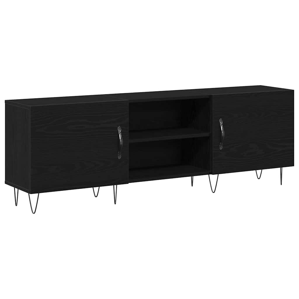 TV - meubel 150cm, Zwart Eiken Look, Houtcomposiet met Meerdere Opbergvakken - Noventis Home