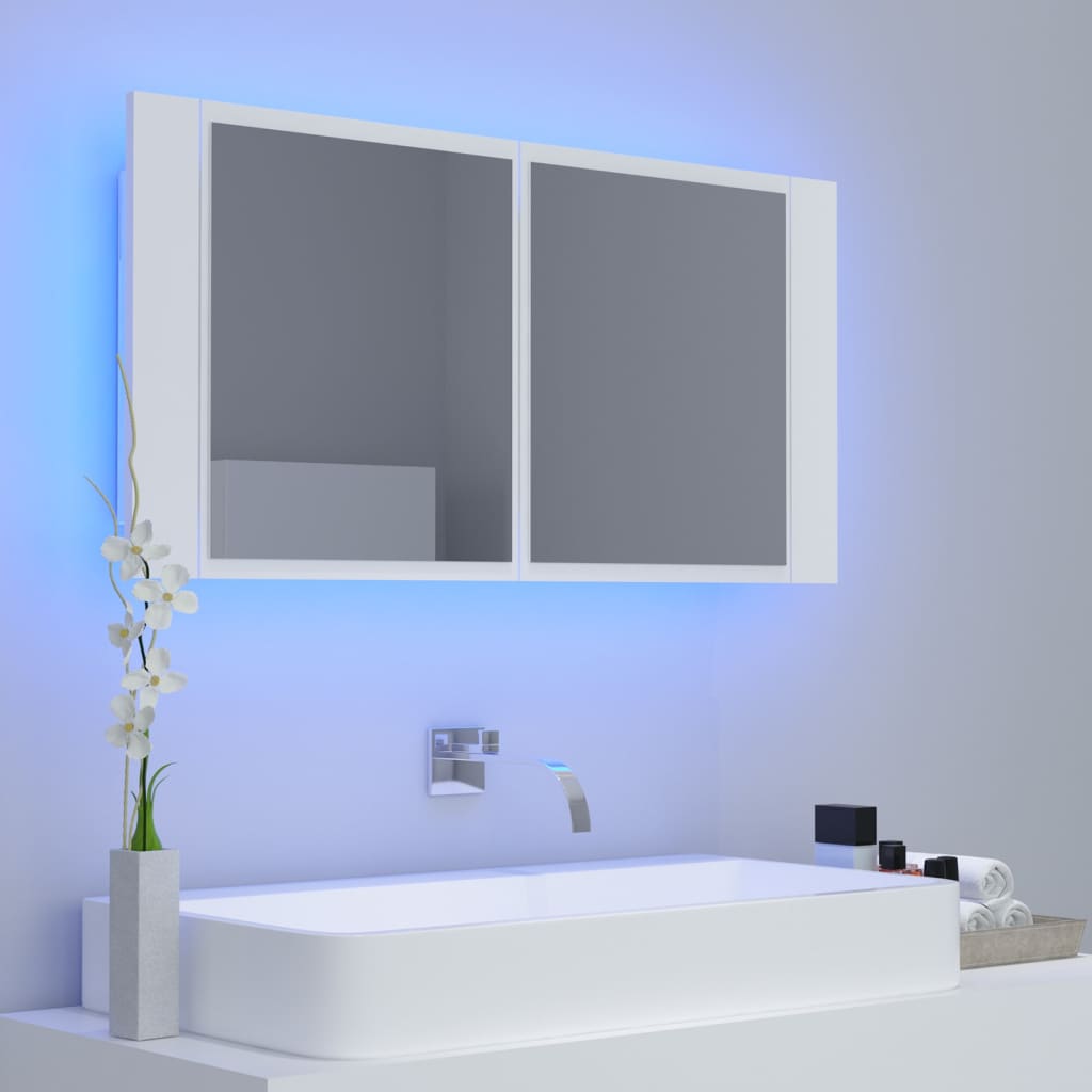 LED bathroom mirror cabinet 90x Acrylic LED bathroom mirror cabinet concrete grey 90x - Noventis Home
