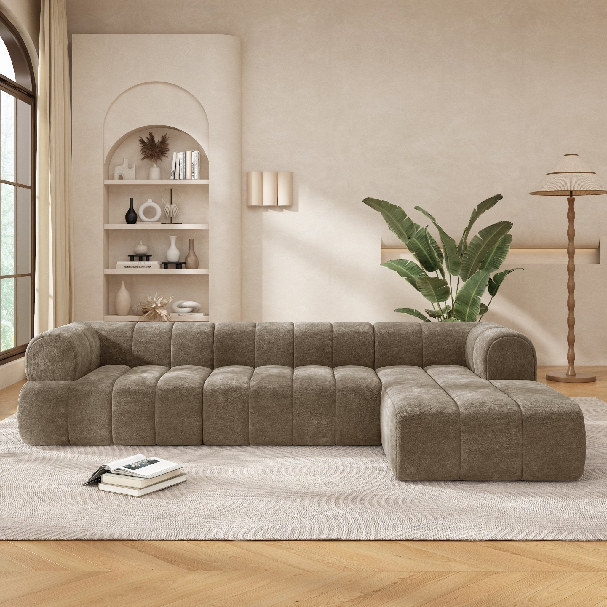 122" Moderne L - Vormige Hoekbank met Hoge - Dichtheid Schuim en Chaise Lounge, 2 - Delig, Volledig Gemonteerd Rechts, Perfect voor Woonkamer - Noventis Home