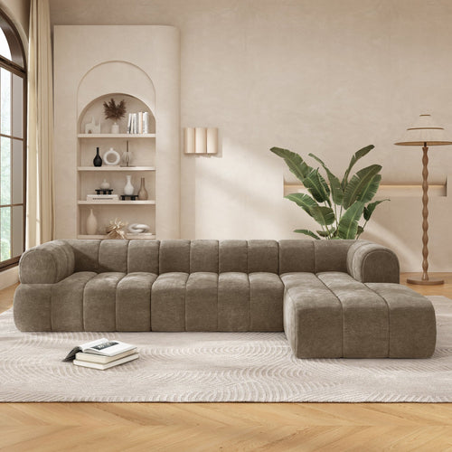 122" Moderne L - Vormige Hoekbank met Hoge - Dichtheid Schuim en Chaise Lounge, 2 - Delig, Volledig Gemonteerd Rechts, Perfect voor Woonkamer - Noventis Home