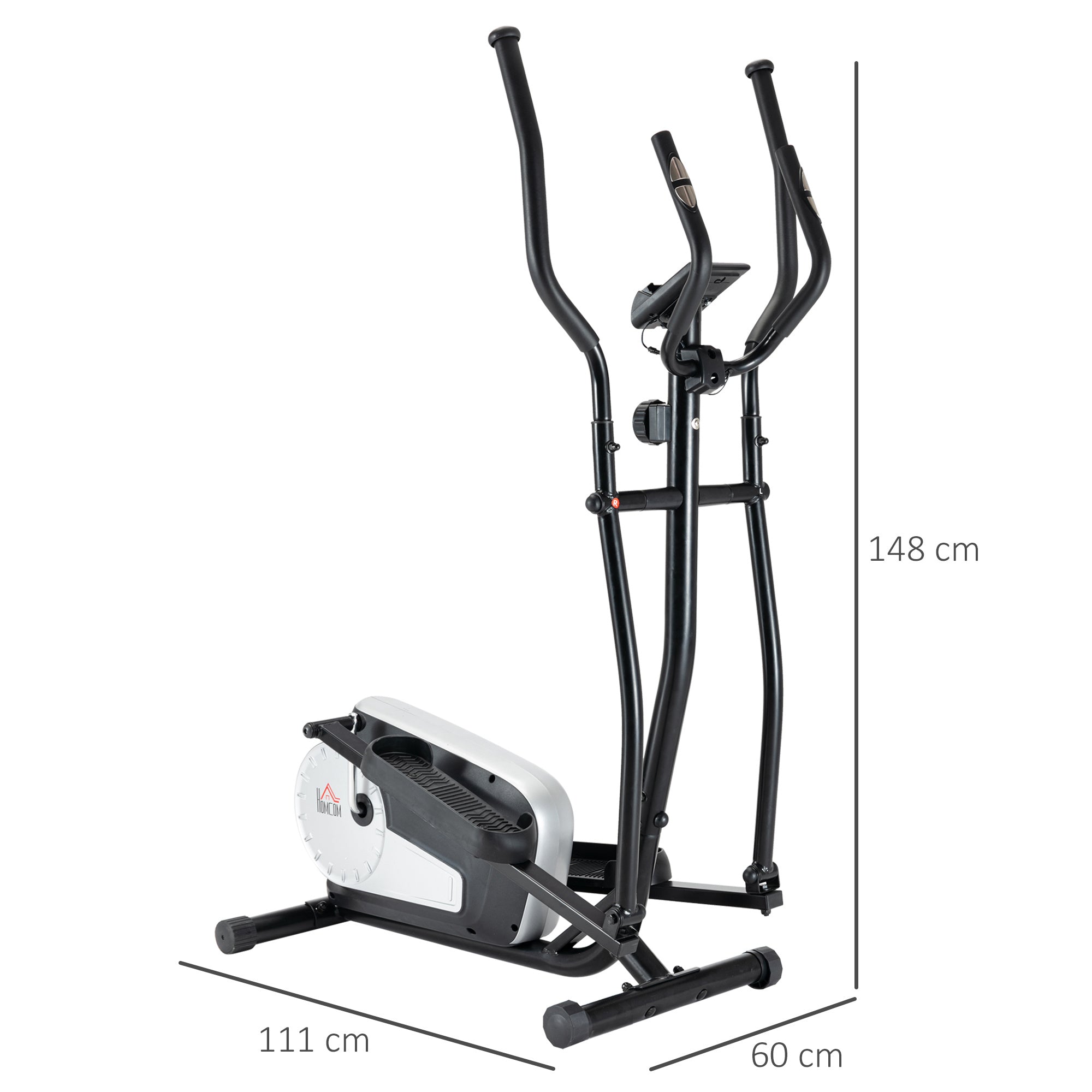 Elliptische Crosstrainer voor Thuis, 8 Magnetische Weerstandsniveaus, LCD - scherm, Hartslagsensor, Zwart - Noventis Home