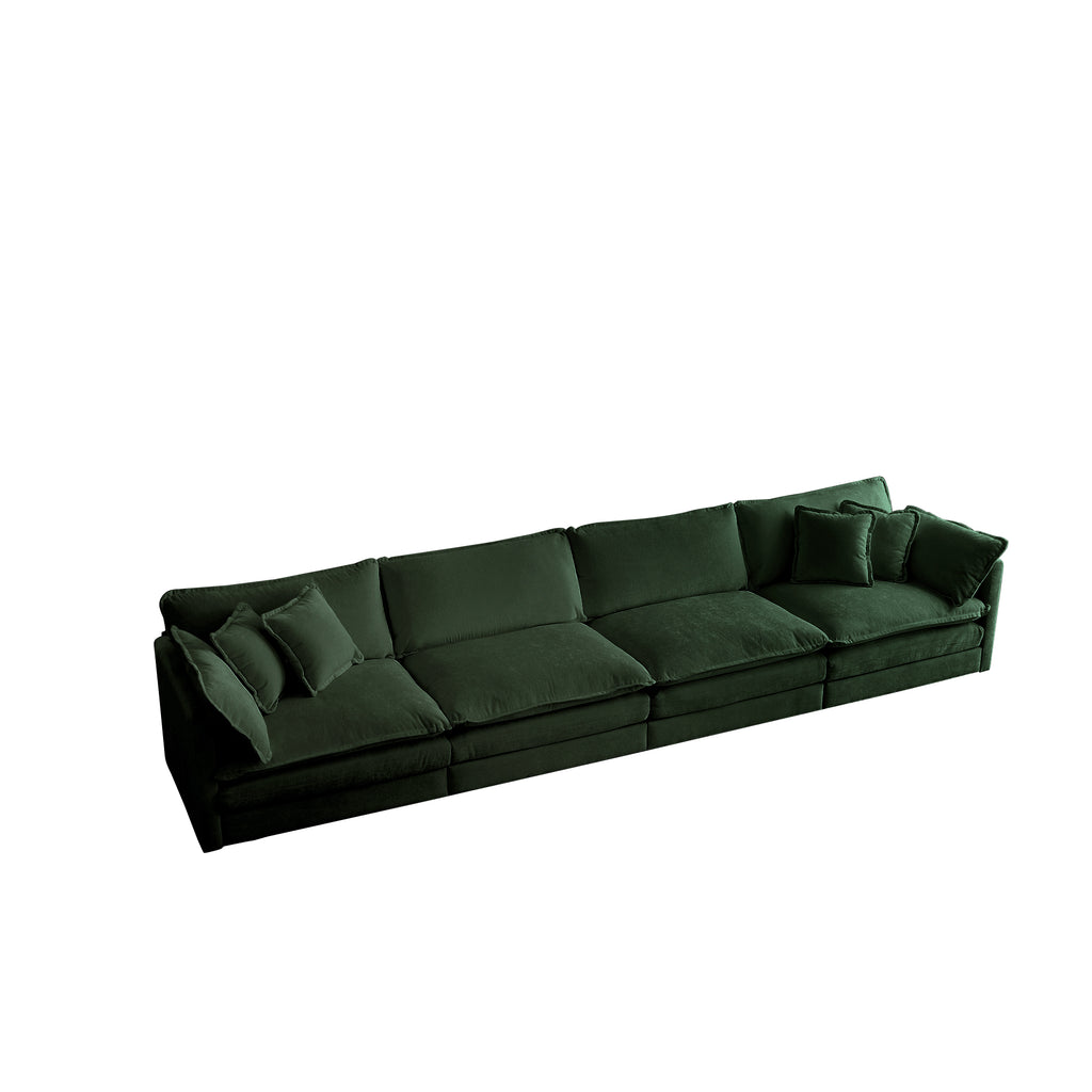 Free Combination Modular Sofa Free,4 Seater Sofa Comfy Chenille Fabric,Sectional Sofa Couch,Green Chenille - Noventis Home