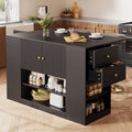 Modern Keukeneiland, Dressoir, Keukenkast met Lades en Planken voor Keuken en Eetkamer, Zwart, 140x40x90 cm