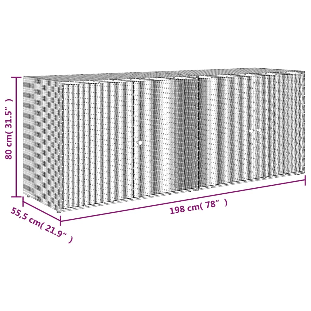 Garden Cabinet 198x55, Poly Rattan - Noventis Home