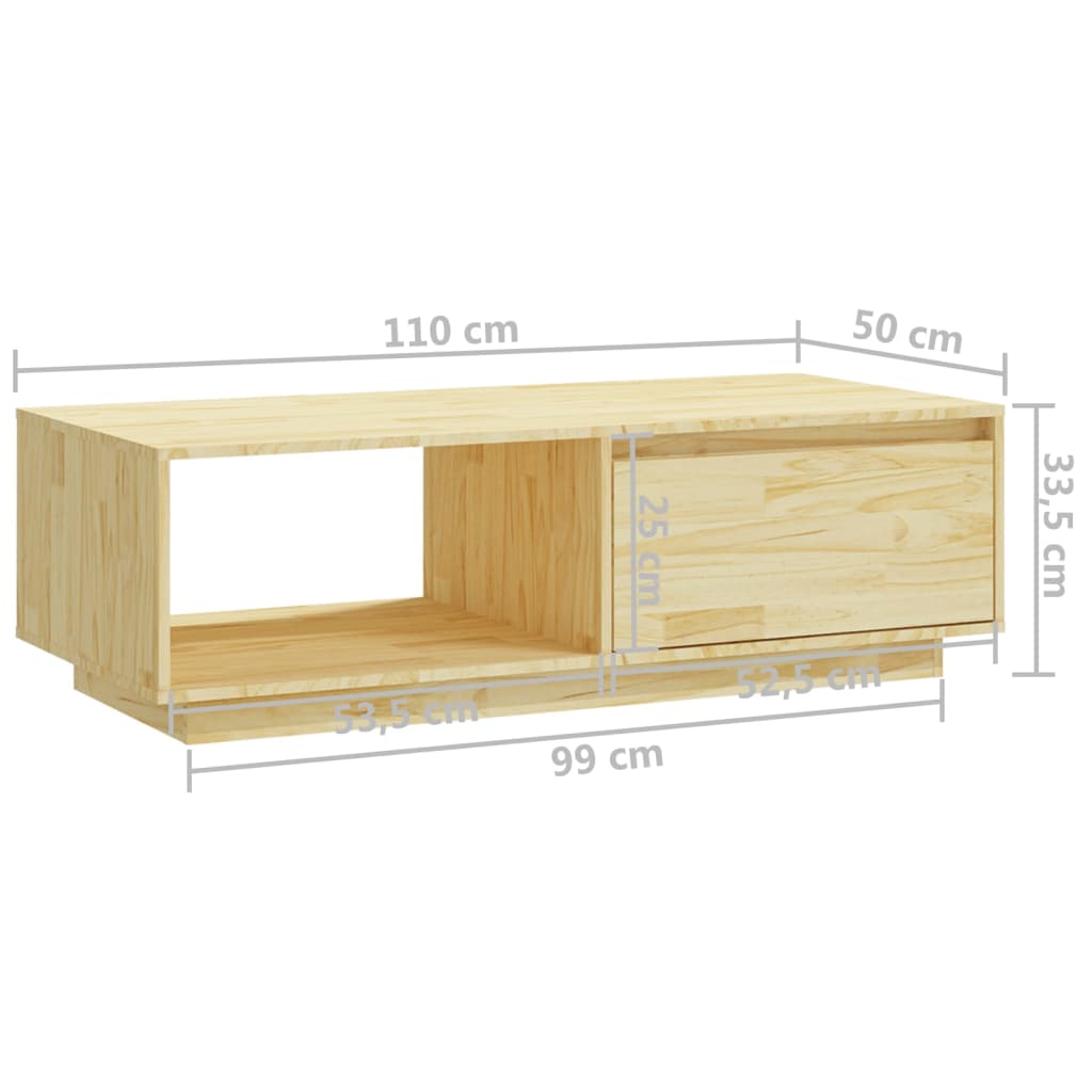 Salontafel 110x50x33,5cm, Massief Grenenhout - Noventis Home