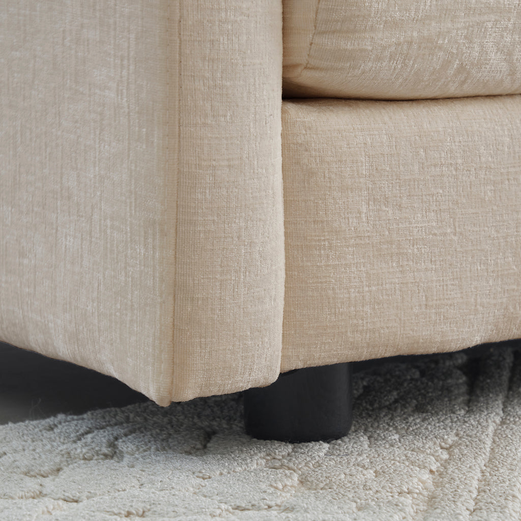 2-delige Gestoffeerde Bankenset, Moderne Hoekbank voor Woonkamer, 1+3 Zitter, Beige Chenille