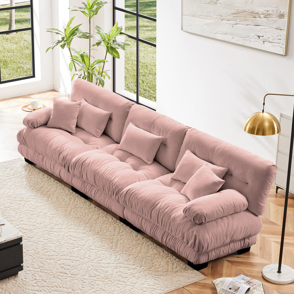 3 - Seater Sectional Sofa Modular Deep Seat Sofa Couch , Chenille Sofa Soft Comfy Upholstered Furniture For Living Room, Apartment, Studio, Office,Chenille Pink - Noventis Home