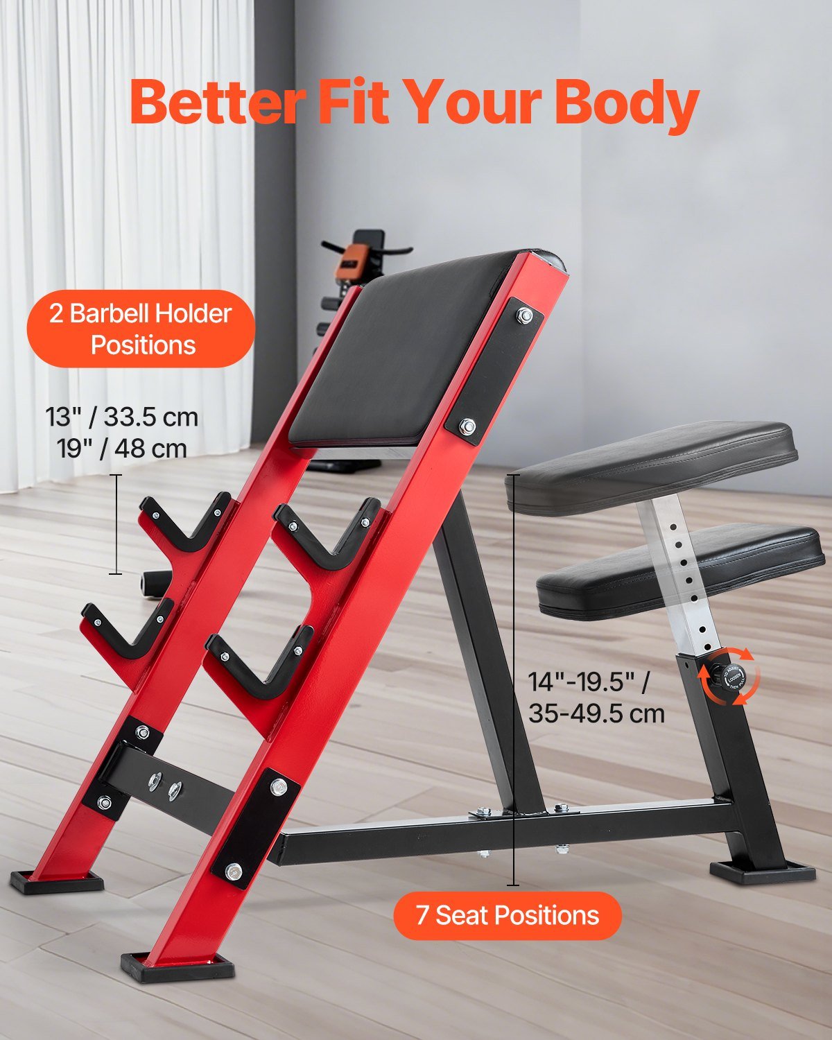 Preacher Curl Bench, Strength Training Benches, Max Load 660 LBS Home Gym Fitness Equipment, Seated Arm Isolated Barbell Dumbbell Bicep Station, Adjustable Weight Bench With Bar Holders - Noventis Home