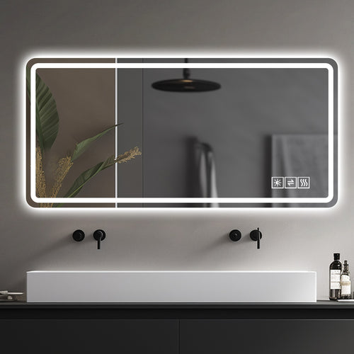 60X28 Inch LED Bathroom Mirror Vanity Mirrors With Front Lights Wall Mounted Anti - Fog Frameless Make Up Mirror With Light 5 Mm Silver Mirror Horizontal - Noventis Home