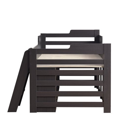 Kinderbed Halfhoogslaper met Opbergruimte, Houten Bed met Lades en Planken, Eenpersoons 90x190 cm, Wit - Alleen Frame - Noventis Home