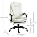 7 - Point Vibrating Massage Office Chair High Back Executive Recliner With Lumbar Support, Footrest, Reclining Back, Adjustable Height, White - Noventis Home